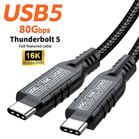 USB 5 PD240W 80Gbps Thunderbolt 5 Type-C Cable 16K 8K 48V/5A Type-C to USB C for iphone 16 Pro Tablet Switch Laptop MacBook Pro