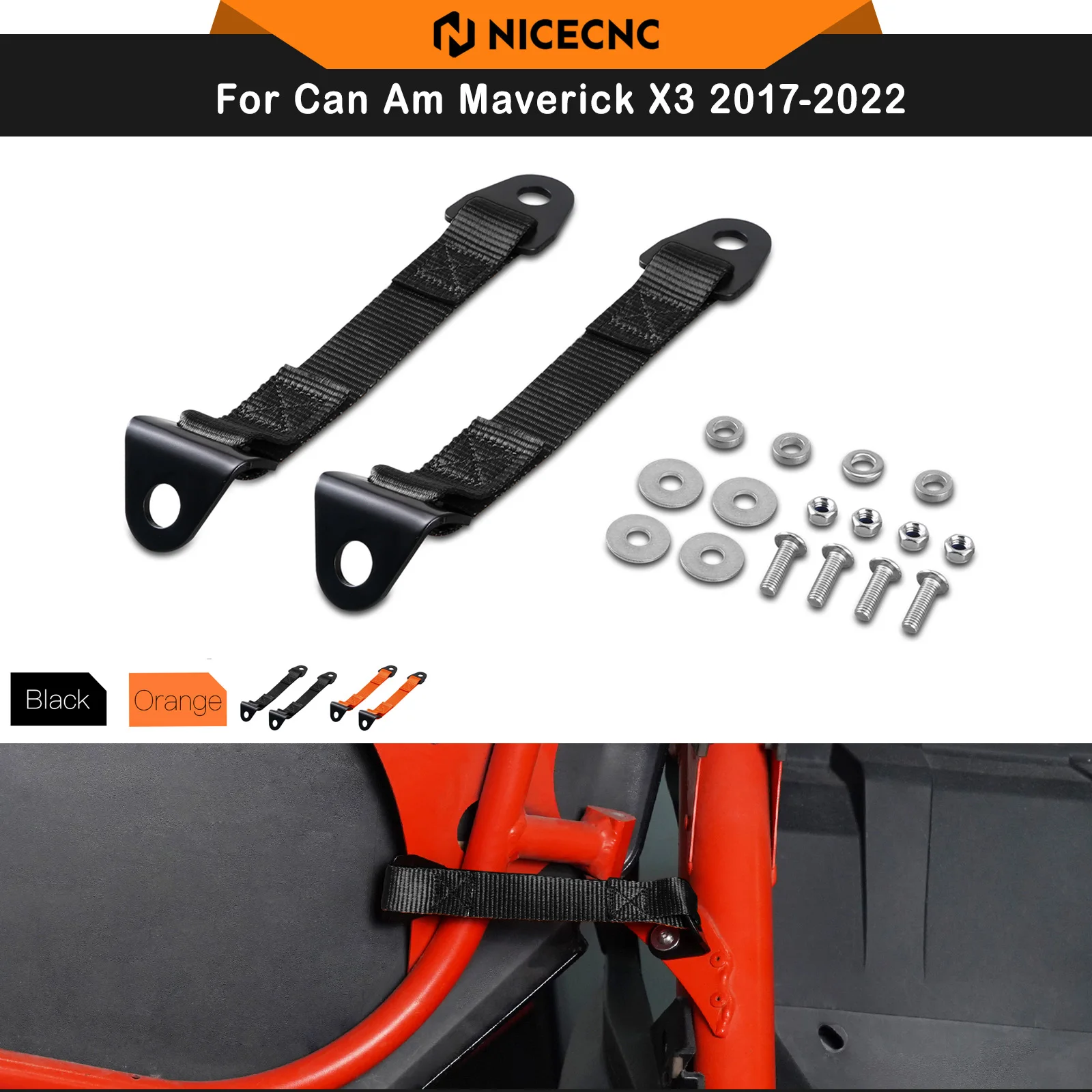 

NICECNC For Can Am Maverick X3 2017-2022 2PCS Door Limit Straps For Can-Am x3 UTV Swing Door Check Limiter About 20CM
