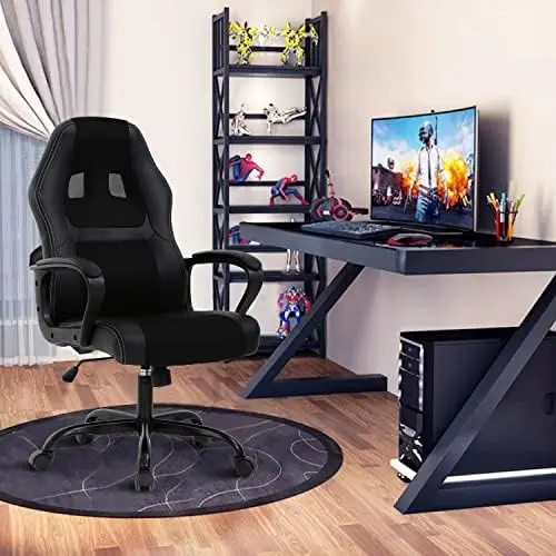 

Upgrade Computer Video Game Chairs, High Back Ergonomic Leather Racer Task Chair with Lumbar Support & Headrest, PC Swivel E