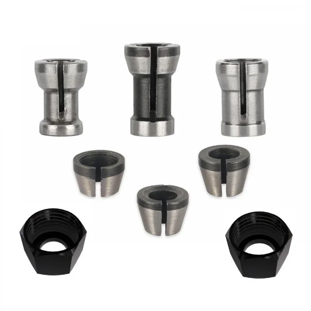8pcs 6mm/6.35mm/8mm Collet Chuck Engraving Trimming Machine Chuck Adapter Milling Cutter Router Bit Collets