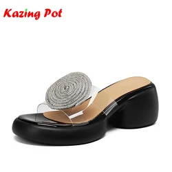 Krazing Pot 2024 PVC przezroczyste Peep Toe letnie klapki galaretki buty wysokie obcasy Casual Slingback Ins nowoczesne platformy damskie sandały