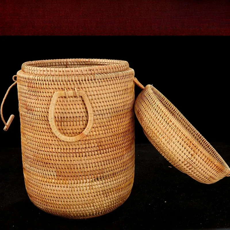 Multi-Functional Rattan Storage Basket Hand-Woven Organizer for Sundries Jewelry Tea Food and Ornament Container