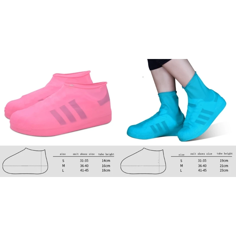 1 Pair Waterproof Nonslip Silicone Shoe Cover Wearresistant Unisex Rain Boot for Outdoor Rainy Day Reusable Shoe Cover