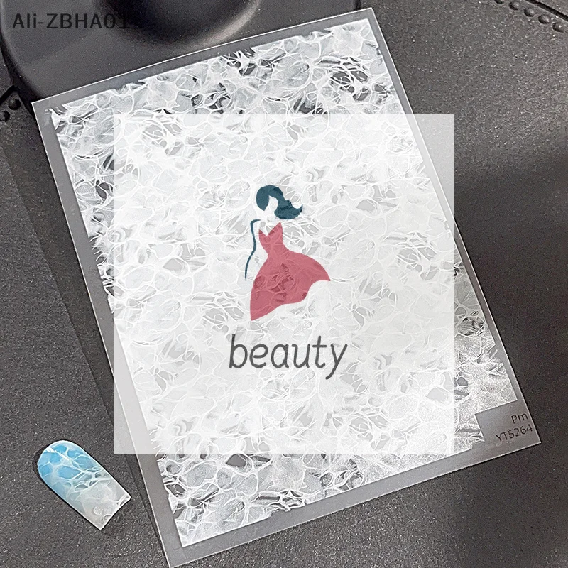 Naklejki do zdobienia paznokci, naklejki do manicure, jednolity kolor, ultracienkie, białe, falowane, miękkie, jednolite, samoprzylepne, płaskie.