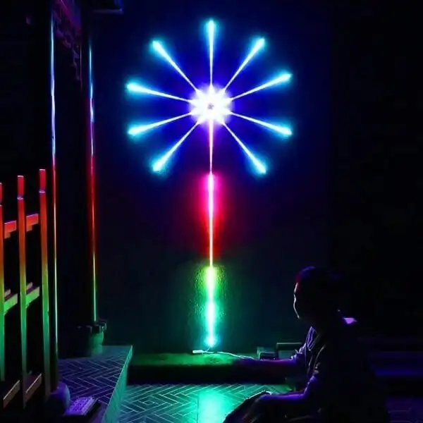 불꽃놀이 조명 스트립 음악 사운드 동기화 조명 앱 제어, RGB 색상 변경, 스마트 불꽃놀이 조명, 방 가정용 LED 스트립 조명