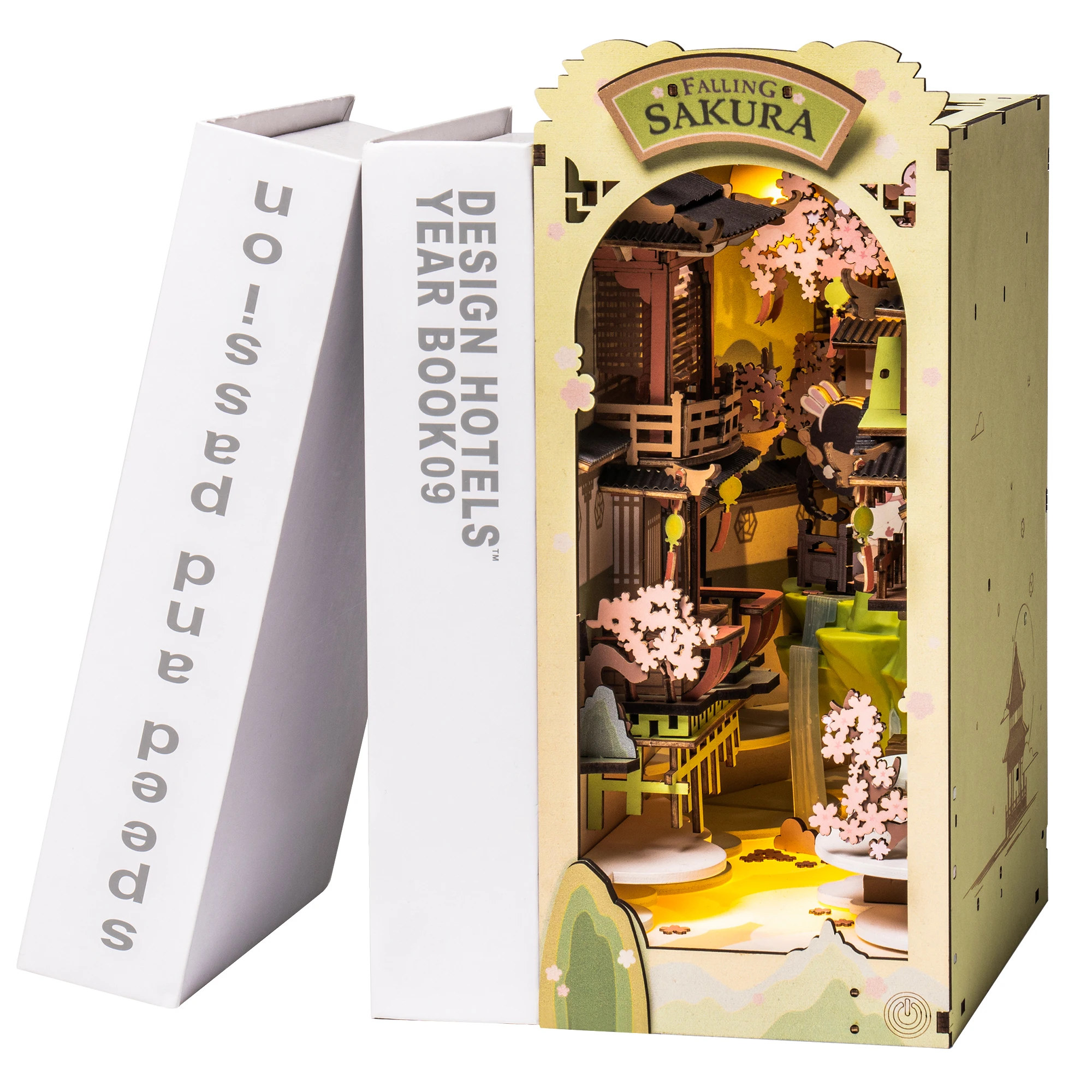 

Rolife DIY Book Nook Kit Falling Sakura Bookends 3D Puzzle Model Building Kit for Bookshelf Decor Gift for Book Lovers Adults