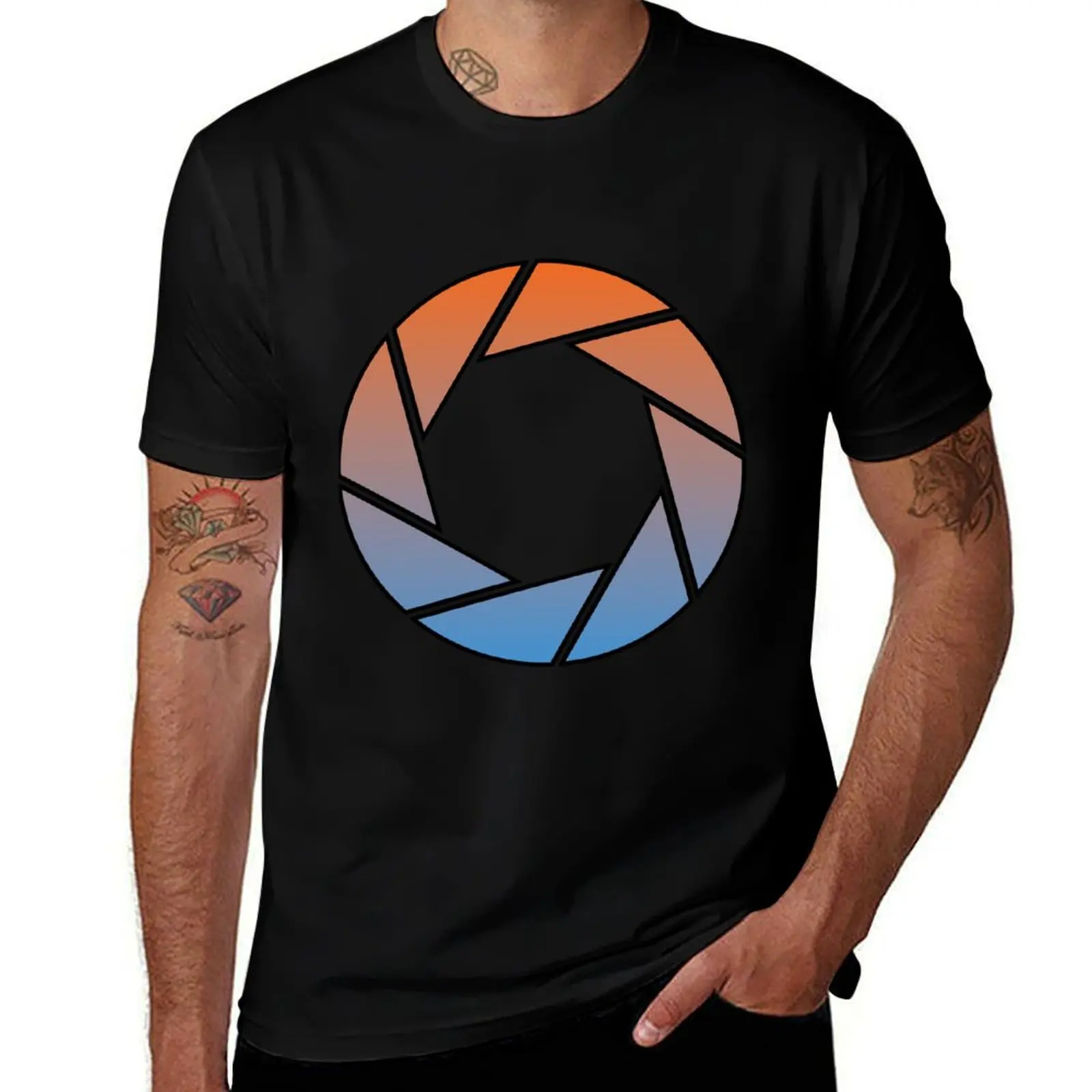 Portal- Aperture Science Gradient T-Shirt Casual Trendy Short Sleeve T-Shirt