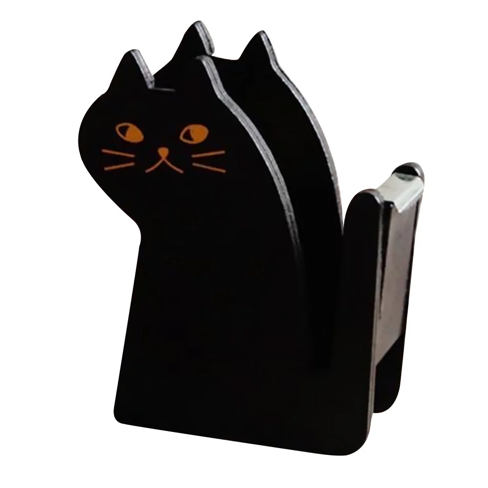 Vintage Decor Cat Tape Holder Retro Style Portable Lovely Desktop Adorable Black Decorative for Office Wooden Stand