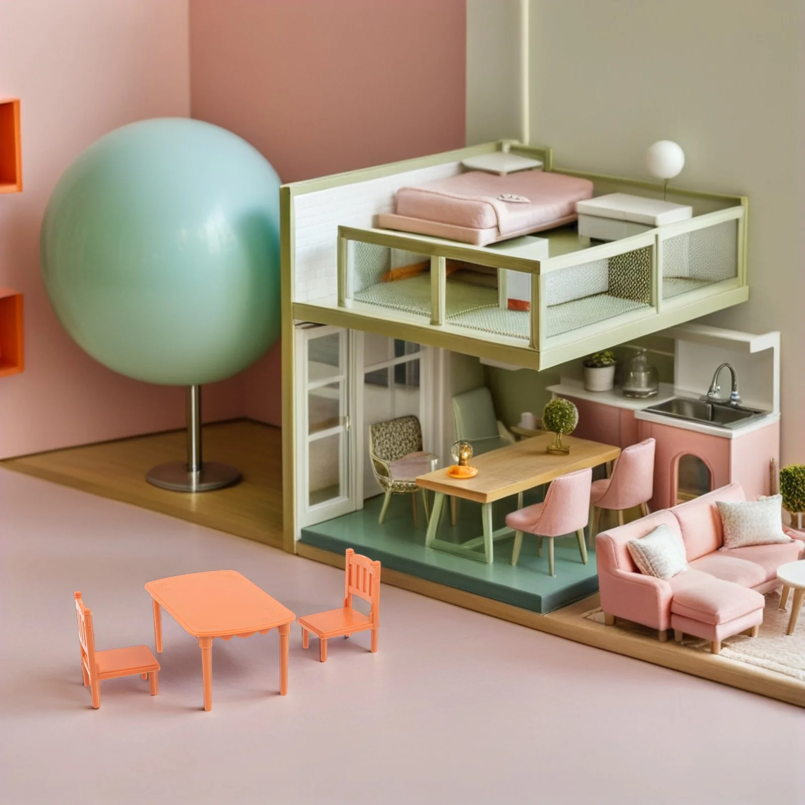 1 conjunto 1 conjunto de mini móveis para casa de bonecas cadeiras de mesa realistas para cozinha sala de jantar cena de plástico decoração de casa playset