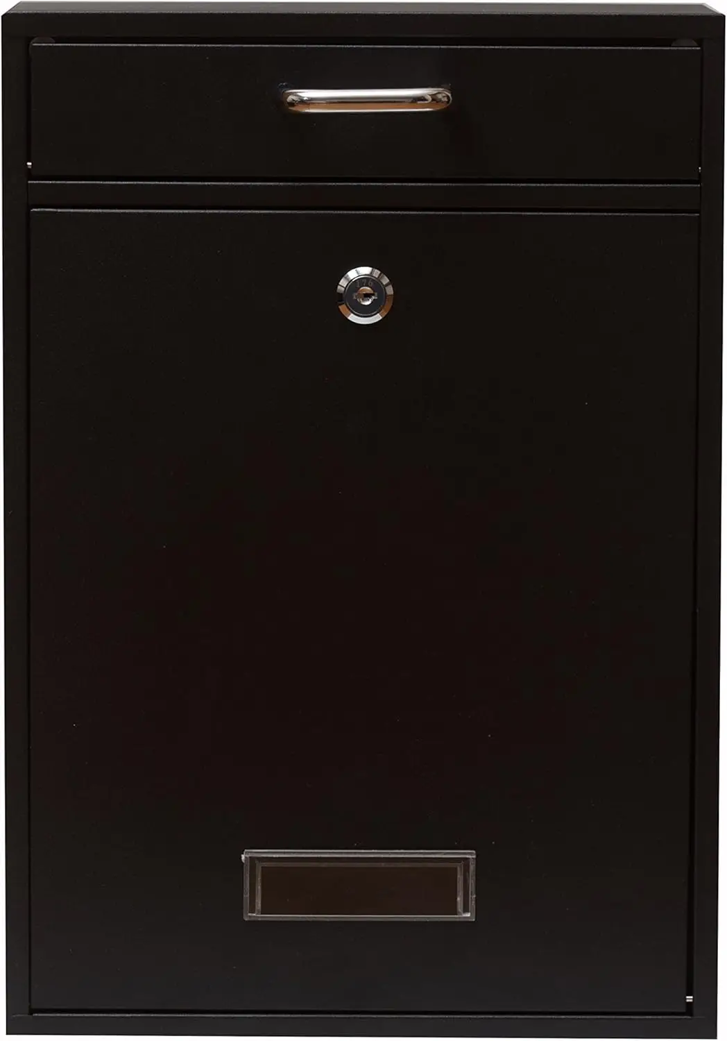 

Настенный вертикальный почтовый ящик с замком - безопасный, большой, из оцинкованной стали, черный