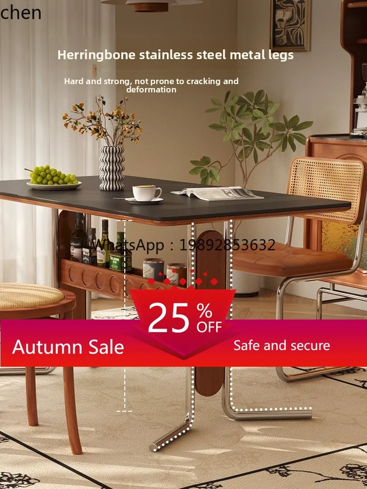 

dining table retro small apartment rectangular solid wood dining table new