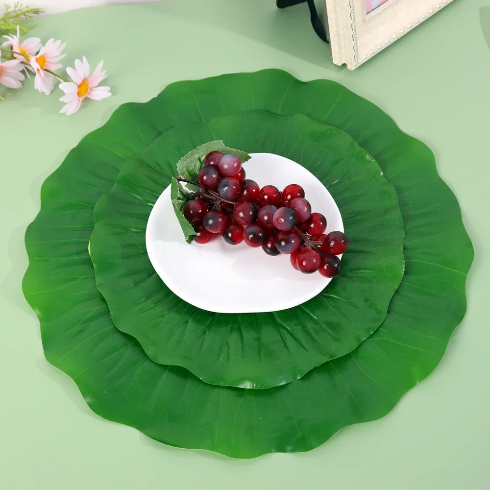 Artificial Banana Leaves Table Decoration Waterproof Palm Tree Leaves Faux Lotus Leaf Hawaiian Party Home Table Runner Place Mat