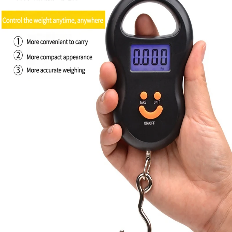 Electronic 50Kg 10g Hanging Scale LCD Kitchen Digital Scale BackLight Fishing Weights Pocket Scale Travel Luggage Scales