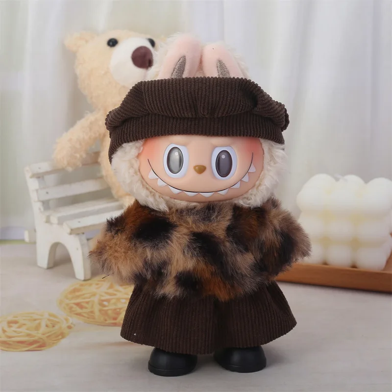 Suitable For 17 Cm Labubuv1v2v3 Clothes Autumn And Winter Mocha Brown Set Doll Accessories Festival Gifts Autumn And Winter Set