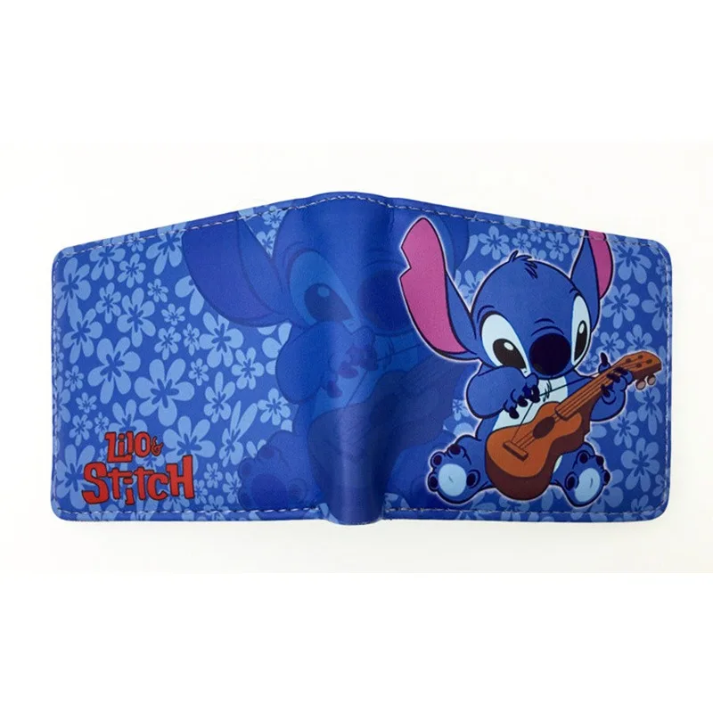 Stitch Wallet Stitch Angel Scrump Lilo Cartoon Cute Figure Short Fold in Half PU Portable MultiFunction Money Bag Men Women Gift