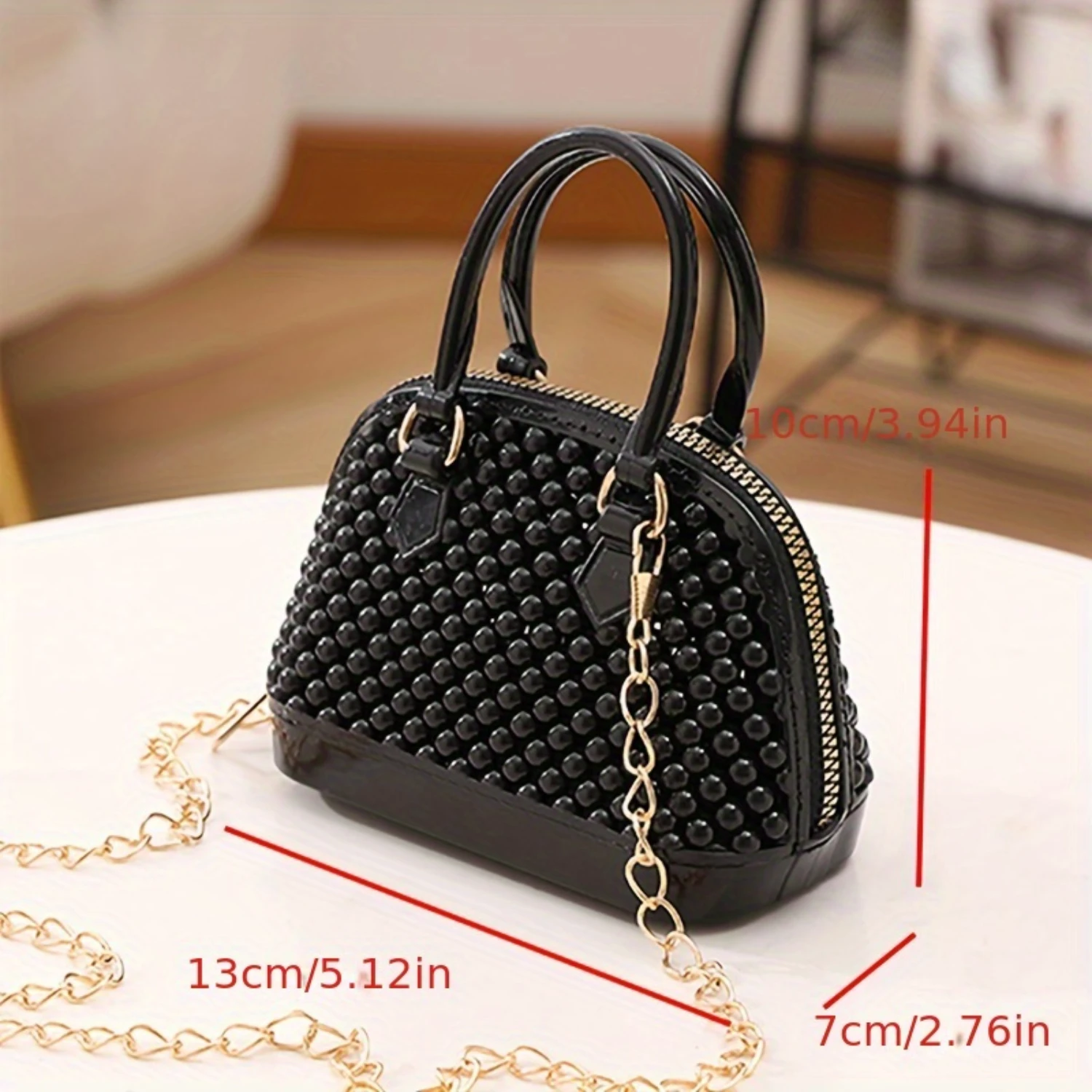Mini Lipstick Bag, Hollow Shell Jelly Purse, PVC Handbag, Cute Crossbody Purse – Chain Strap