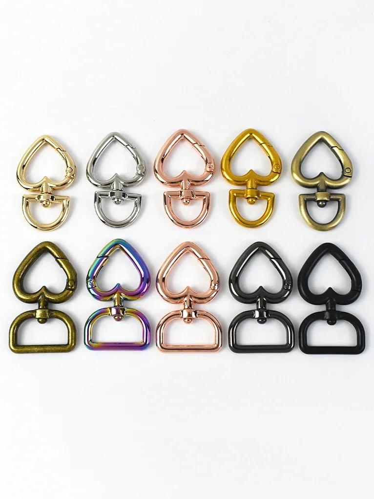 30 Stück Herz Metall Schnallen Dreh verschluss Karabiner haken Karabiner für Tasche Riemen Schlüssel bund Gürtels chnalle DIY Hardware Leder zubehör