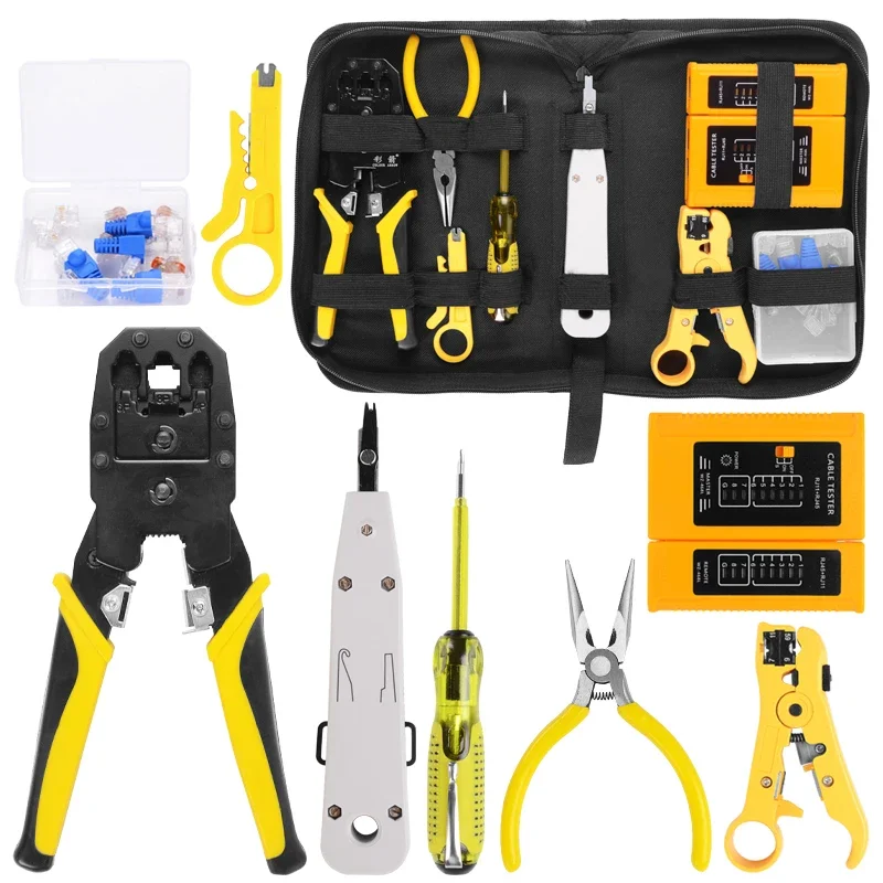 

RJ45 RJ11 RJ12 Network Repair Pliers with UTP Cable Tester Spring Crimping Line Detector CAT5 CAT5e Tool for Network Repair