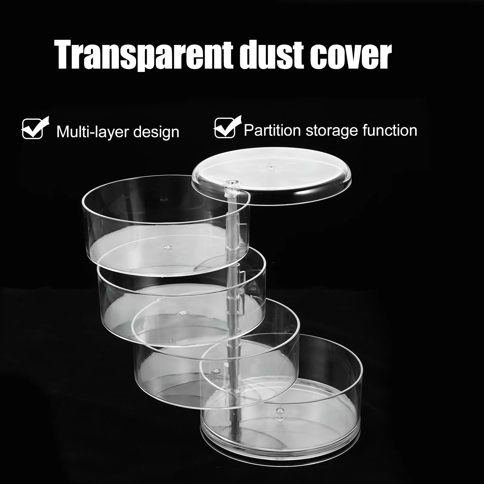 

Rotating Transparent Jewelry Organizer Multi-Layer Storage Box for Earrings Rings Necklaces Desktop Storage Case