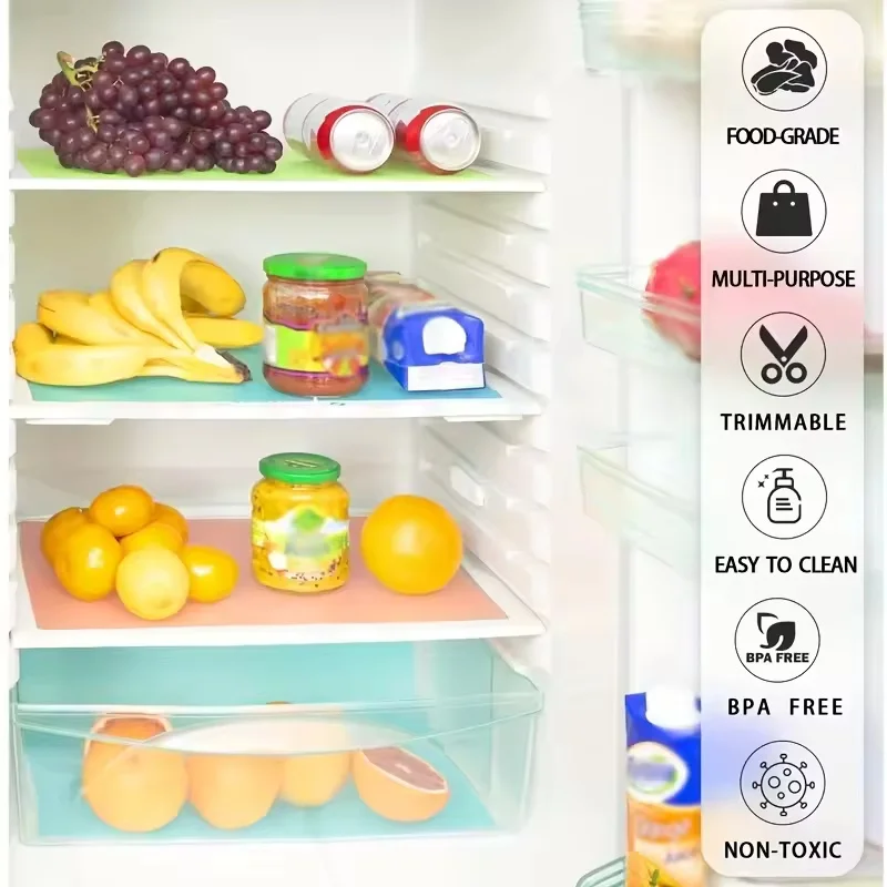4PCS EVA Waterproof Refrigerator Liner Mat Washable Mildew Kitchen Pad Anti-oil Cabinet Drawer Placemat Heat-insulat Fridge Mat image 2