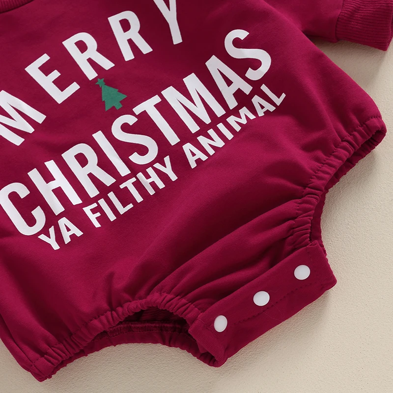 Infant Baby Christmas Reindeer Print Hooded Romper Jumpsuit Toddler Long Sleeve  Cute Xmas Outfit for Newborn