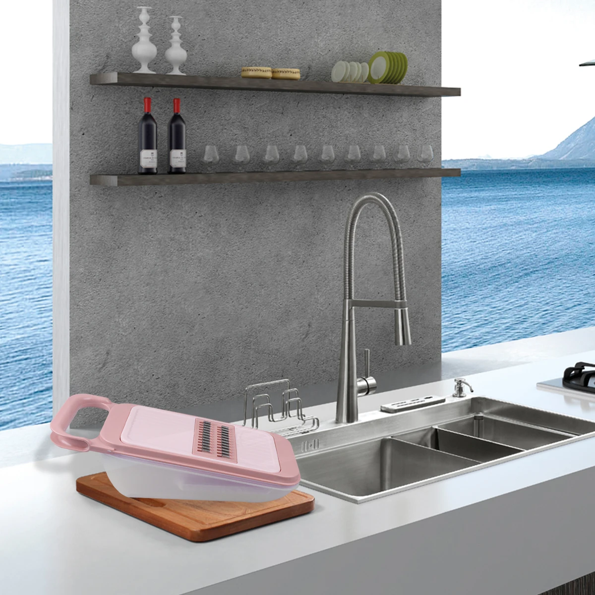 

Multifunction Coarse Grater Premium Stainless Steel Blades Plastic Handle Hanging Loop Kitchen Tools for Fruit Vegetable Carrot