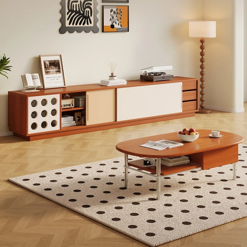 

Solid wood medieval tv stand Storage minimalist cream wind Tv cabinet multi-functional elegant meuble télé living room furniture