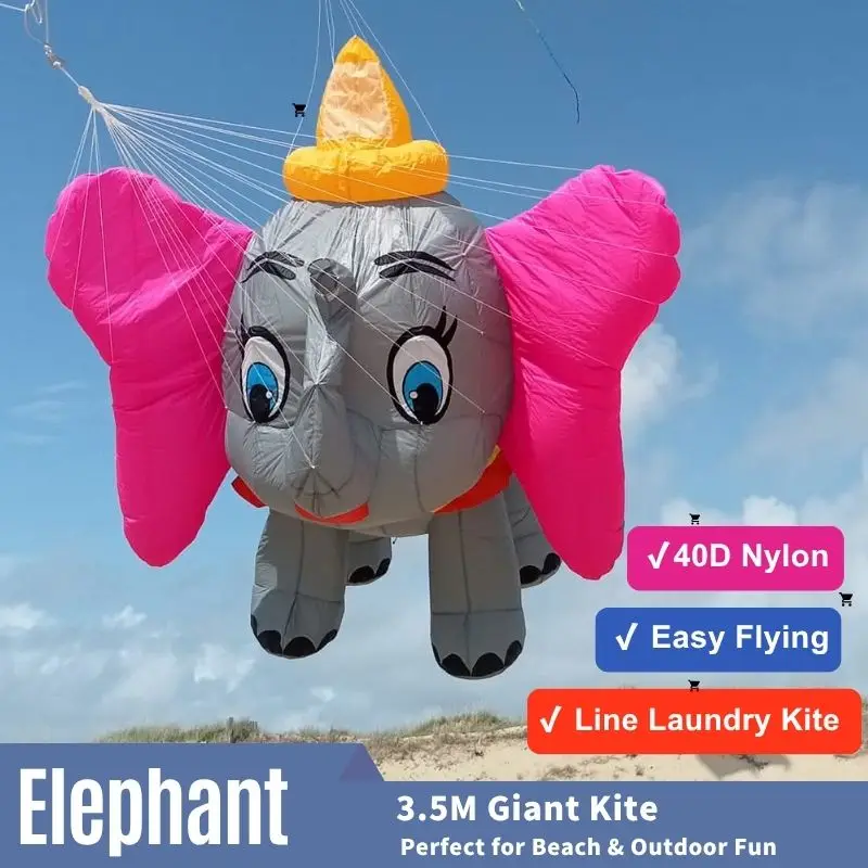 3.5m Elephant Kite Soft Inflatable Line Laundry Kite Pendant for Festival Display