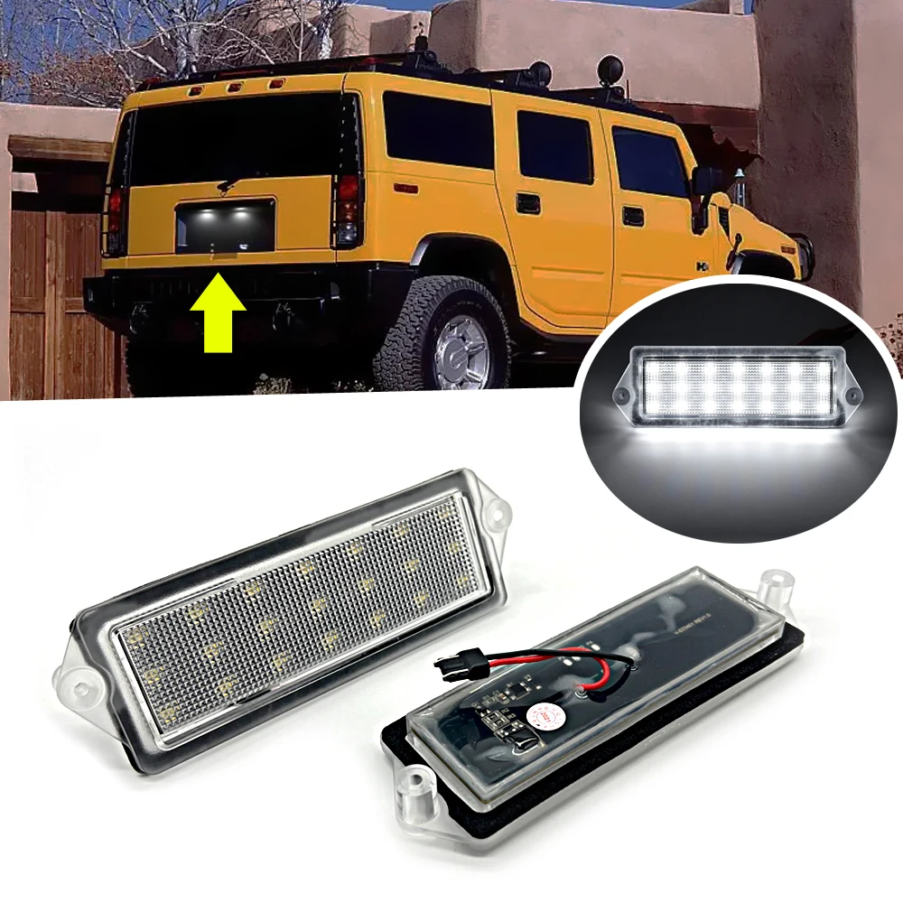 2Pcs Error Free White LED License Plate Light Number Plate Lamp For Hummer H2 2003-2007 For Cadillac Deville Seville