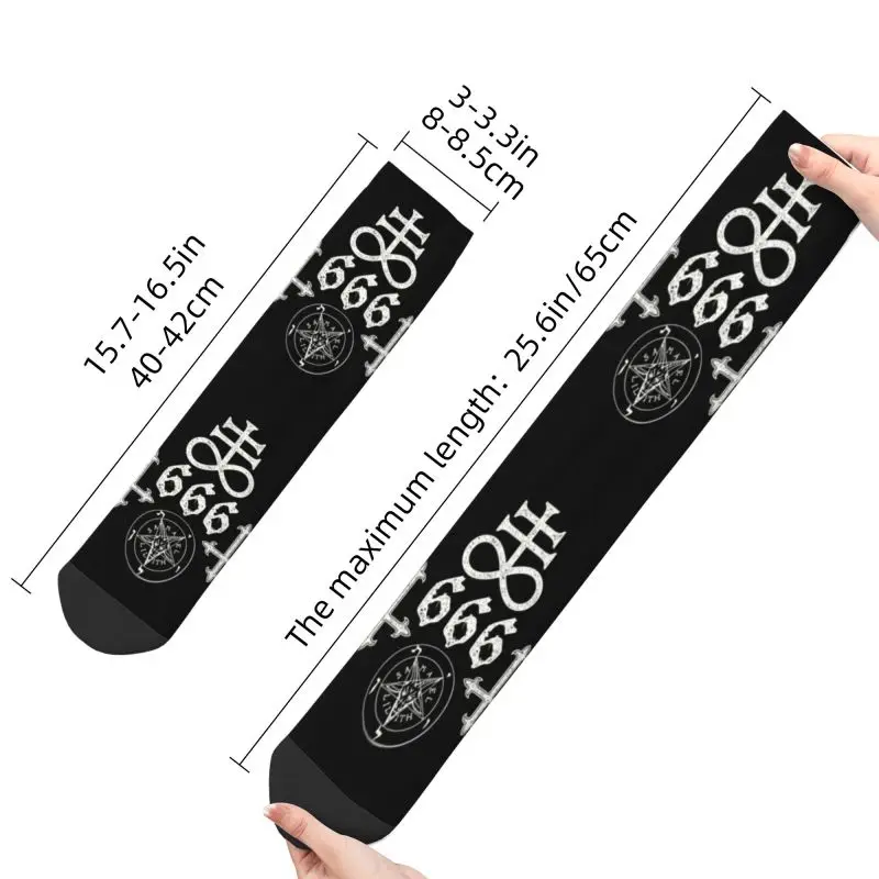 Kawaii Printing Leviathan Cross Satan 666 Socks for Men Women Stretchy Summer Autumn Winter Baphomet Satanic Symbols Crew Socks