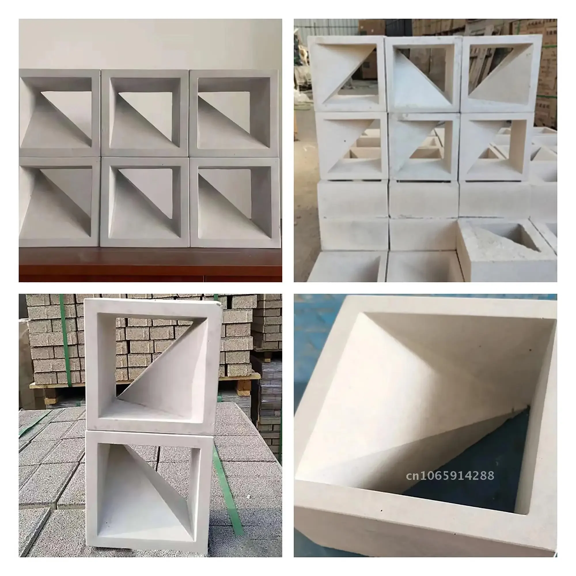 Openwork Hollow Brick Plastic Mold Modern Geometry 3D DIY Mold Cement Wall Air-Brick Background Partition Garden Grid Decorative