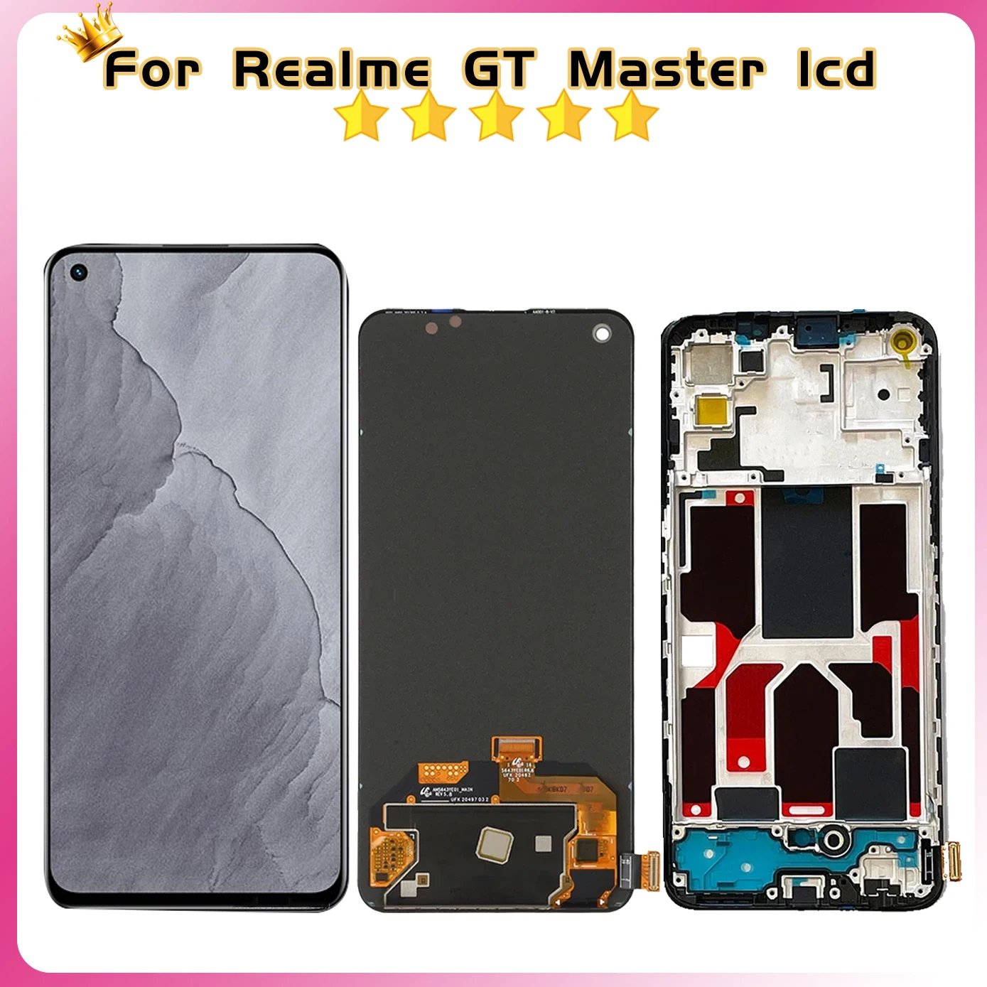 AMOLED For Oppo Realme GT Master RMX3363 RMX3360 Display Screen For Realme GT Master Edition Frame Touch Panel Digitizer Tested