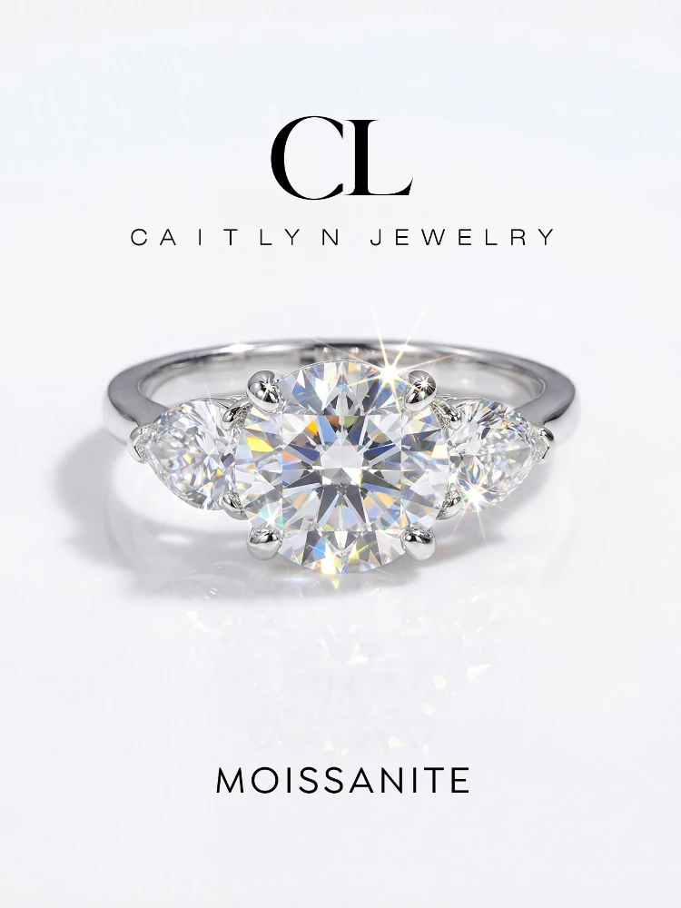 

Luxury 3CT Big Moissanite Diamond Rings for Women Double Heart Zircon 925 Sterling Silver Eternity Engagement Fine Jewelry