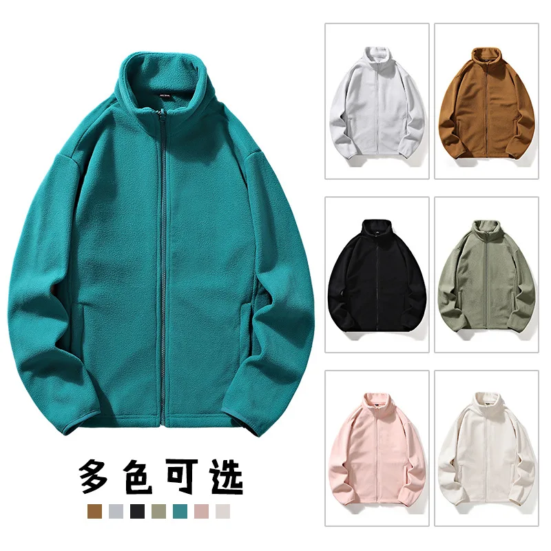 

Cross border Wholesale Couples Double sided Fleece Jackets Unisex Trendy Brand Warm Fleece Clothing for Couples