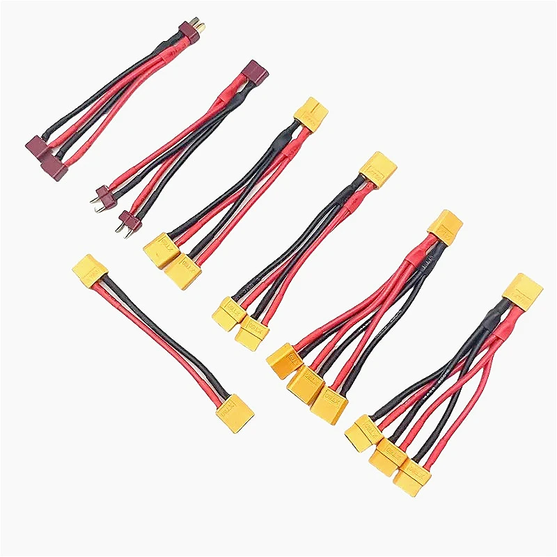 Silicon Wire XT60 Parallel Battery Connector Male/Female Cable Double Extension Y-Splitter/RC Motor with 3-Way 14AWG 10cm
