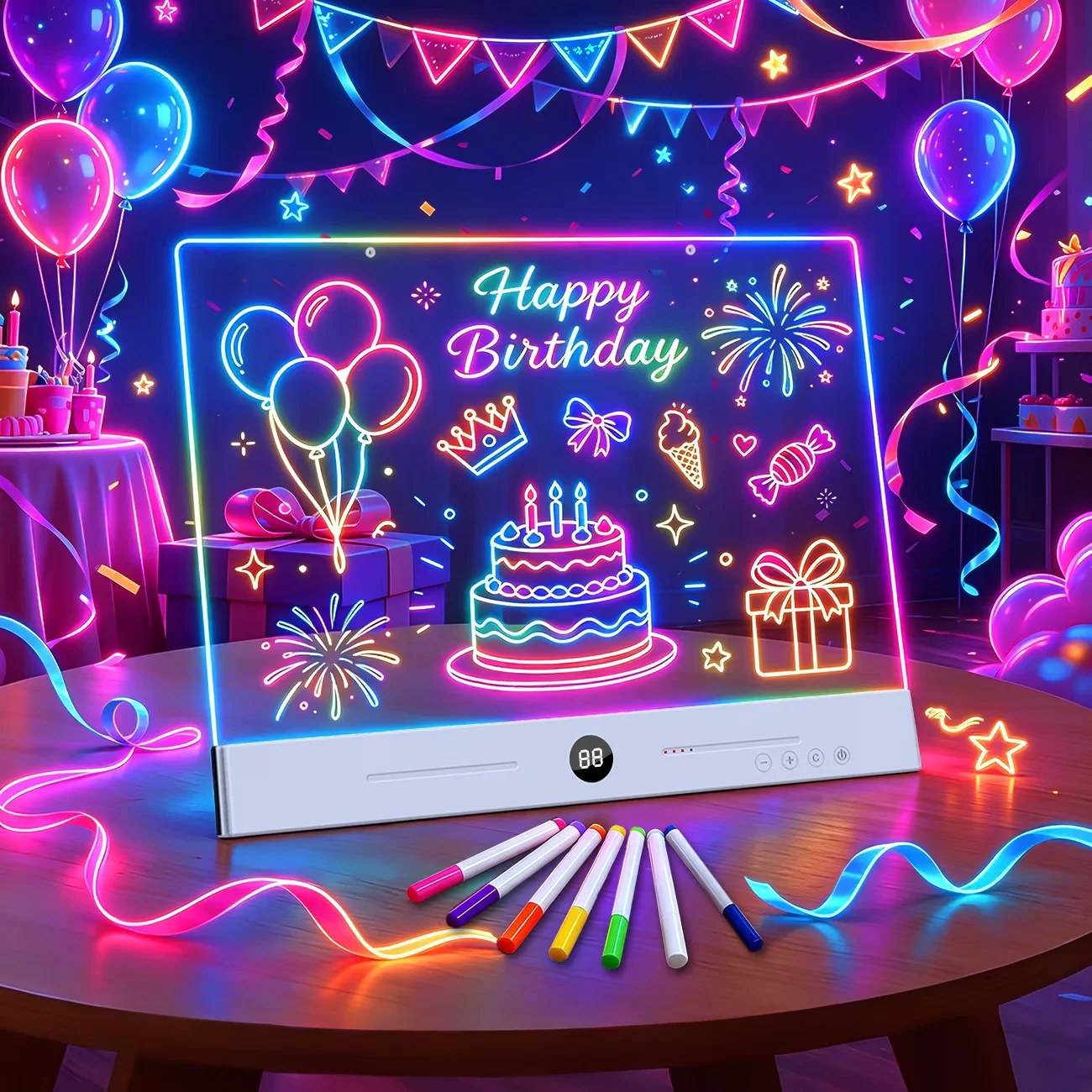 10種類の照明効果を備えた、子供向けのled描画ボード。137インチで充電式。子供へのプレゼントに最適。