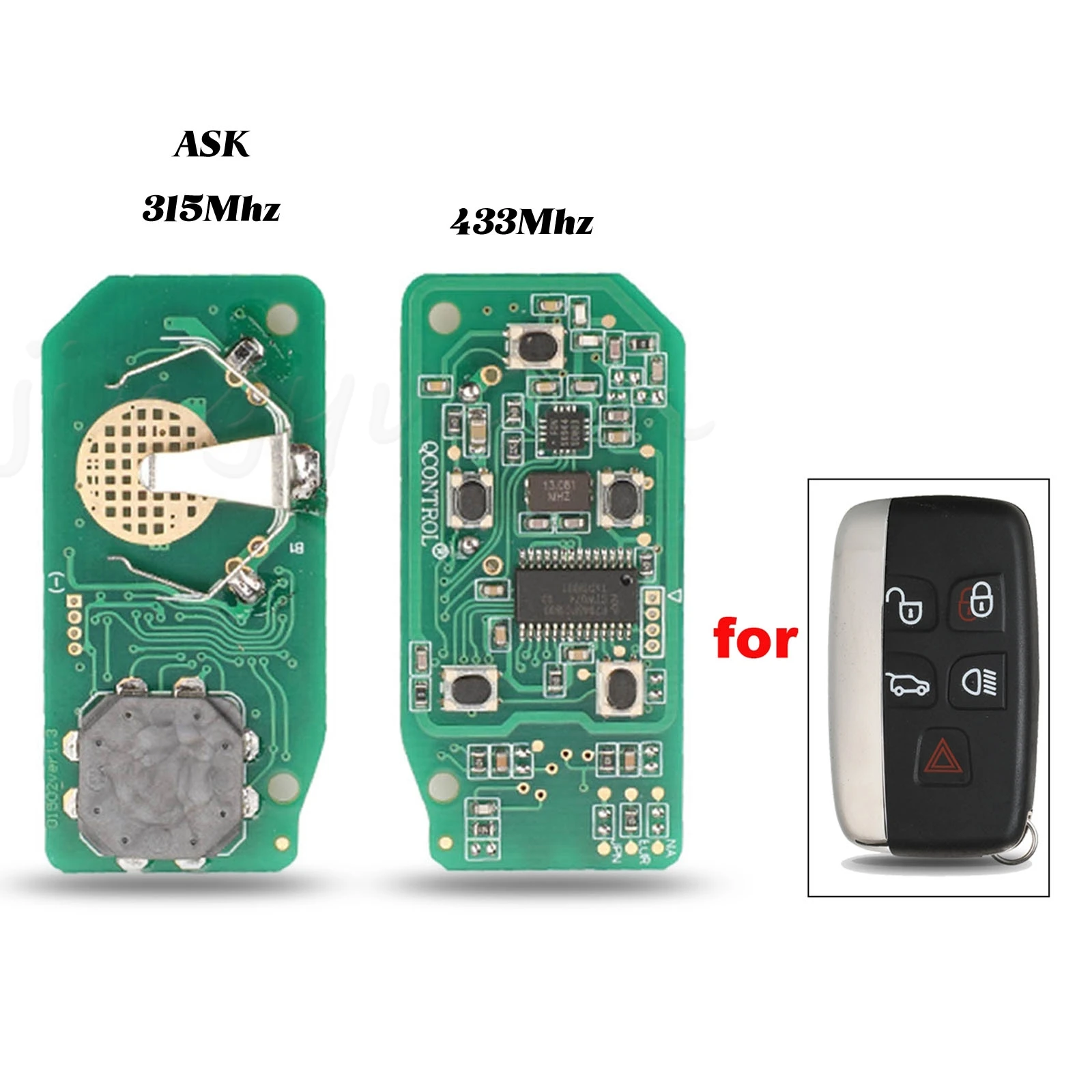 

jingyuqin ASK 315/433MHz Car Remote Key Fit Jaguar For Land Rover Discovery 4 Freelander For Range Rover Sport Evoque 5buttons