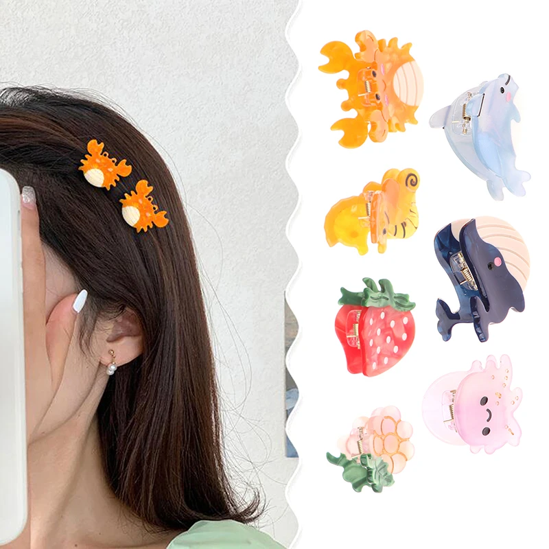 Mini Hair Claw Clips Cute Ocean Animals Starfish Cute Sweet Hair Accessories For Women