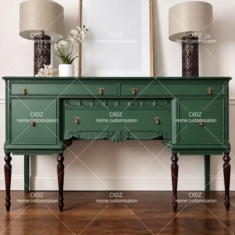 Solid Wood Porch Cabinet Retro Storage Locker Multi Functional Sideboard for Dining Room Living Room Foyer Entryway Furniture