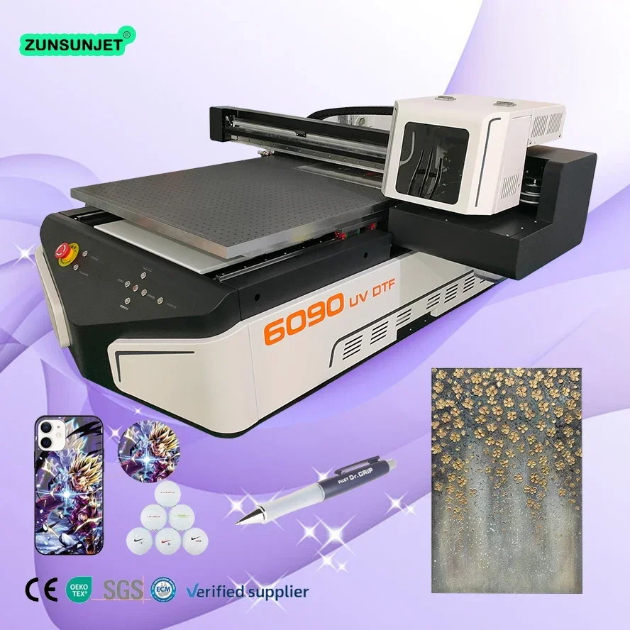 Zunsunjet Inkjet A1 Uv Printer 6090 Machine Wood Print Flatbed Uv Printer With Varnish Xp600