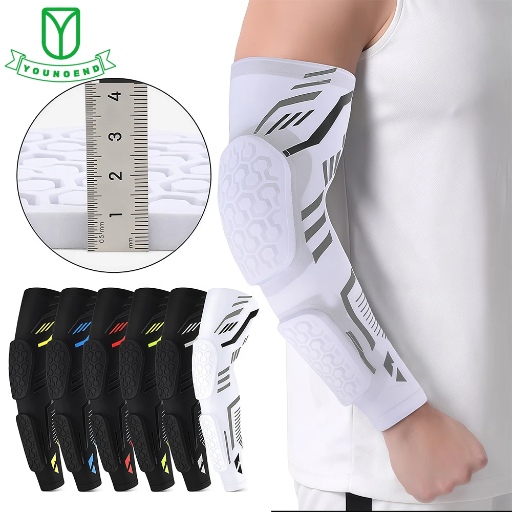 Sports Anti-collision Padded Arm Sleeves, Elbow Forearm Honeycomb Pads for Men Women Gym Football Basketball Volleyball Soccer