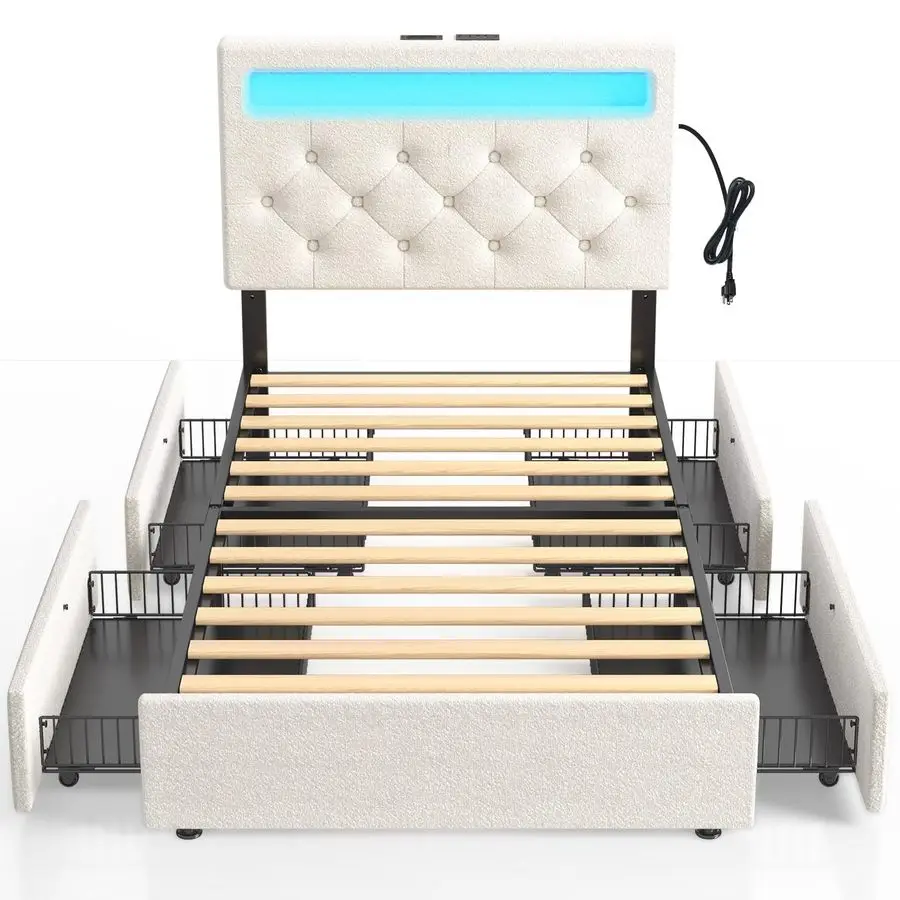 Twin Bed Frame With…