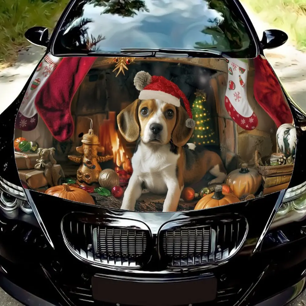 

Beagle Angel Christmas Car Hood Spread holiday joy with this beautiful Beagle angel car hood sticker, featuring a serene angeli