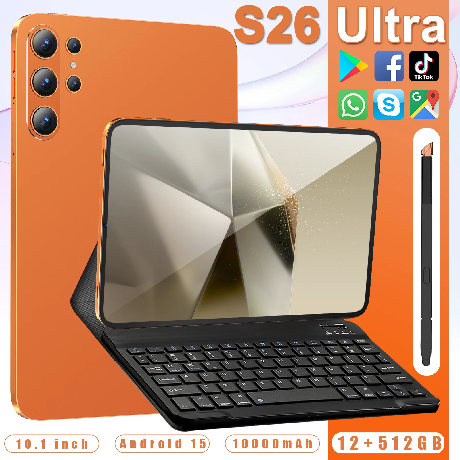 Global S26-Ultra Tablet PC Android15 12+512GB 10000mAh 5G Dual SIM GPS Full Google Service 4K HD Mi Tablette For Student Office