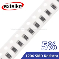 200PCS 5% 1206 SMD 저항기 0R ~ 10M 1/4W 1 10 100 150 220 330 470 510 680 910 옴 Ω 1K 2.2K 10K 100K 1R 10R 100R 220R 330R 47K