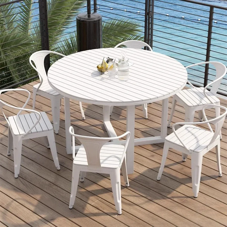 Bar leisure outdoor table and chair combination big stall outdoor white waterproof and sunscreen
