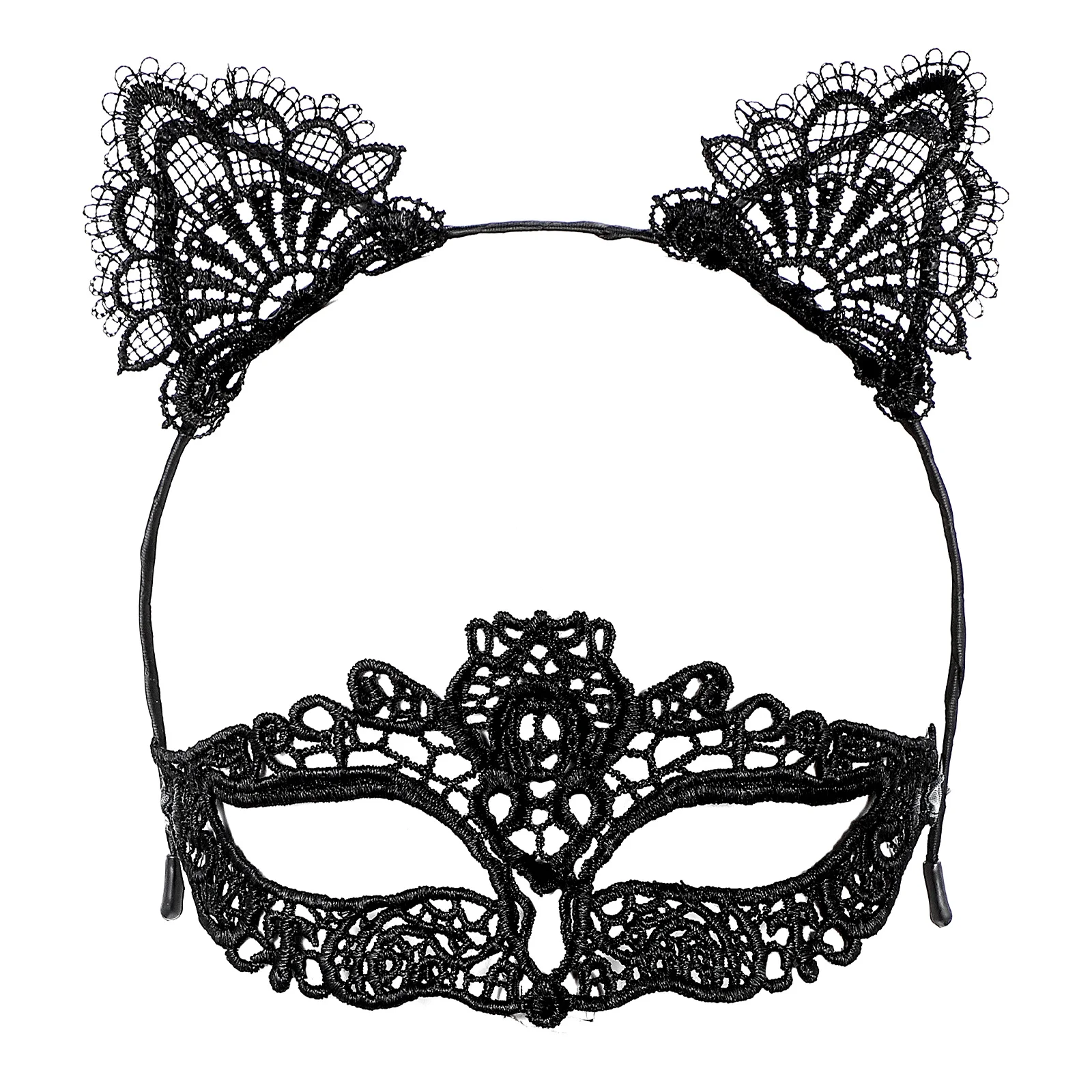 

1Set Costume Animal Ear Hairbands Lace Face Mask Unique Party Headwear Prop for Adults and Children Cat Ear Headbands