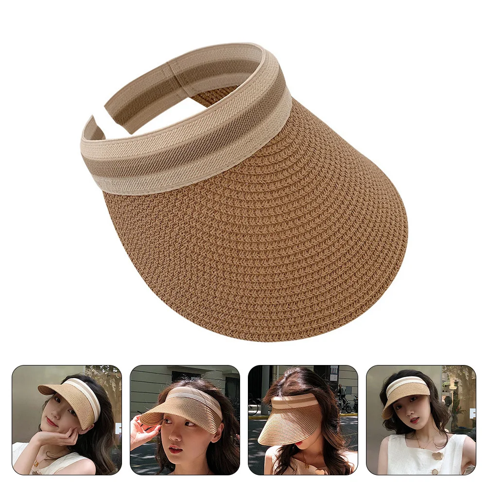 قبعة مفتوحة للحماية من الشمس للنساء بحافة واسعة للحماية من الأشعة فوق البنفسجية على الشاطئ والصيف في الهواء الطلق وصيد الأسماك والمشي لمسافات طويلة وحمام السباحة وقناع #1