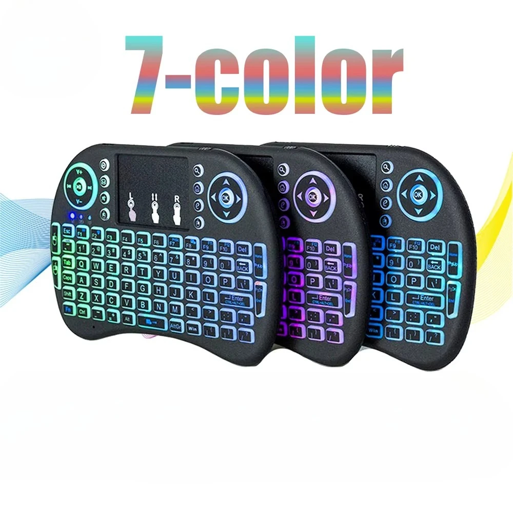 2.4G Air Mouse with Touchpad Keyboard I8 English Backlit Mini Wireless Keyboard for Smart TV Box Laptop Projector