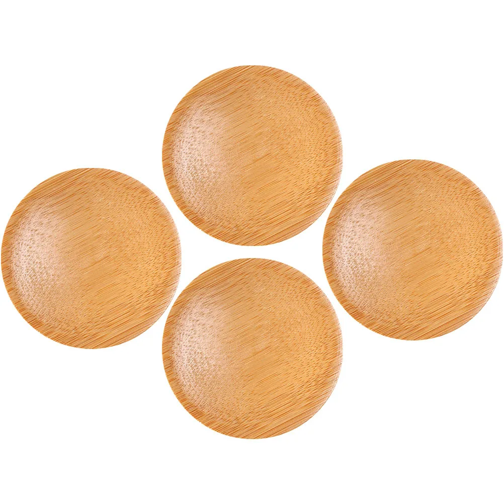 

4Pcs Bamboo Round Coasters Small Heat Insulation Cup Mats Drink Table Pads Protective Pads for Home Office Kitchen